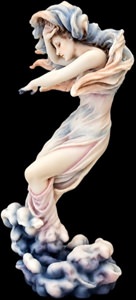 Elegant polyresin statue – kvindeskikkelse i blå og rosa, Veronese design